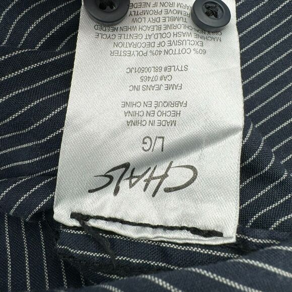 Chalc Men Large Blue Stripe western rodeo Pearl Snap Long sleeve button up shirt - Picture 7 of 9